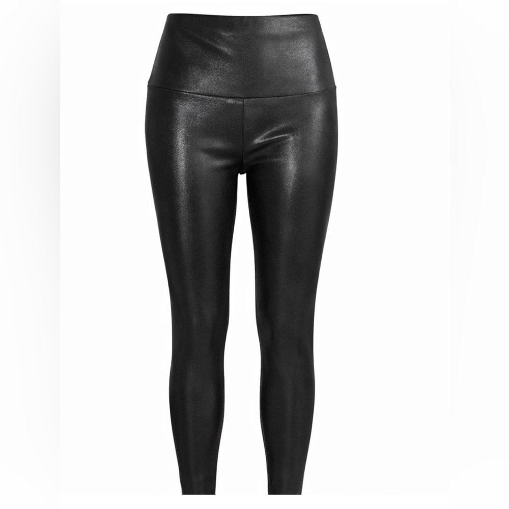 J. McLaughlin Lori Black Metallic Faux Suede Coated Leggings NEW L